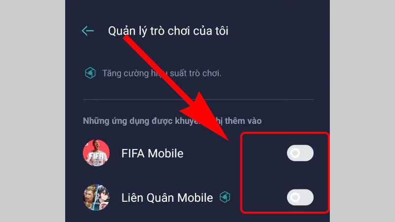 Những ứng dụng tr&ograve; chơi được t&iacute;ch chọn sẽ được đưa v&agrave;o Kh&ocirc;ng gian tr&ograve; chơi